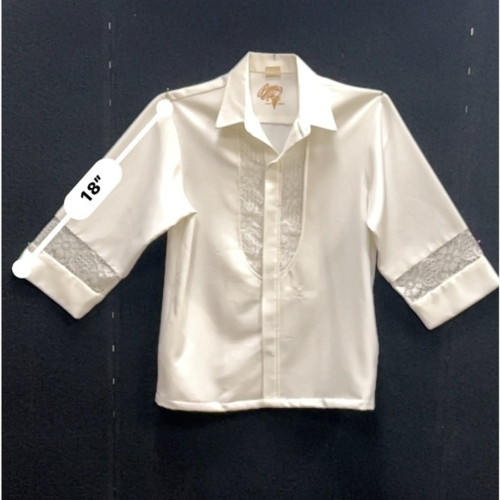 Vintage BEAU‎ TIKI white HAWAIIAN Wedding Shirt Medium - Picture 4 of 12